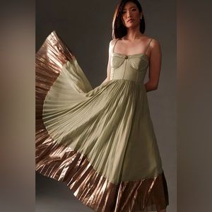 Anthropologie Olive and Bronze Dress